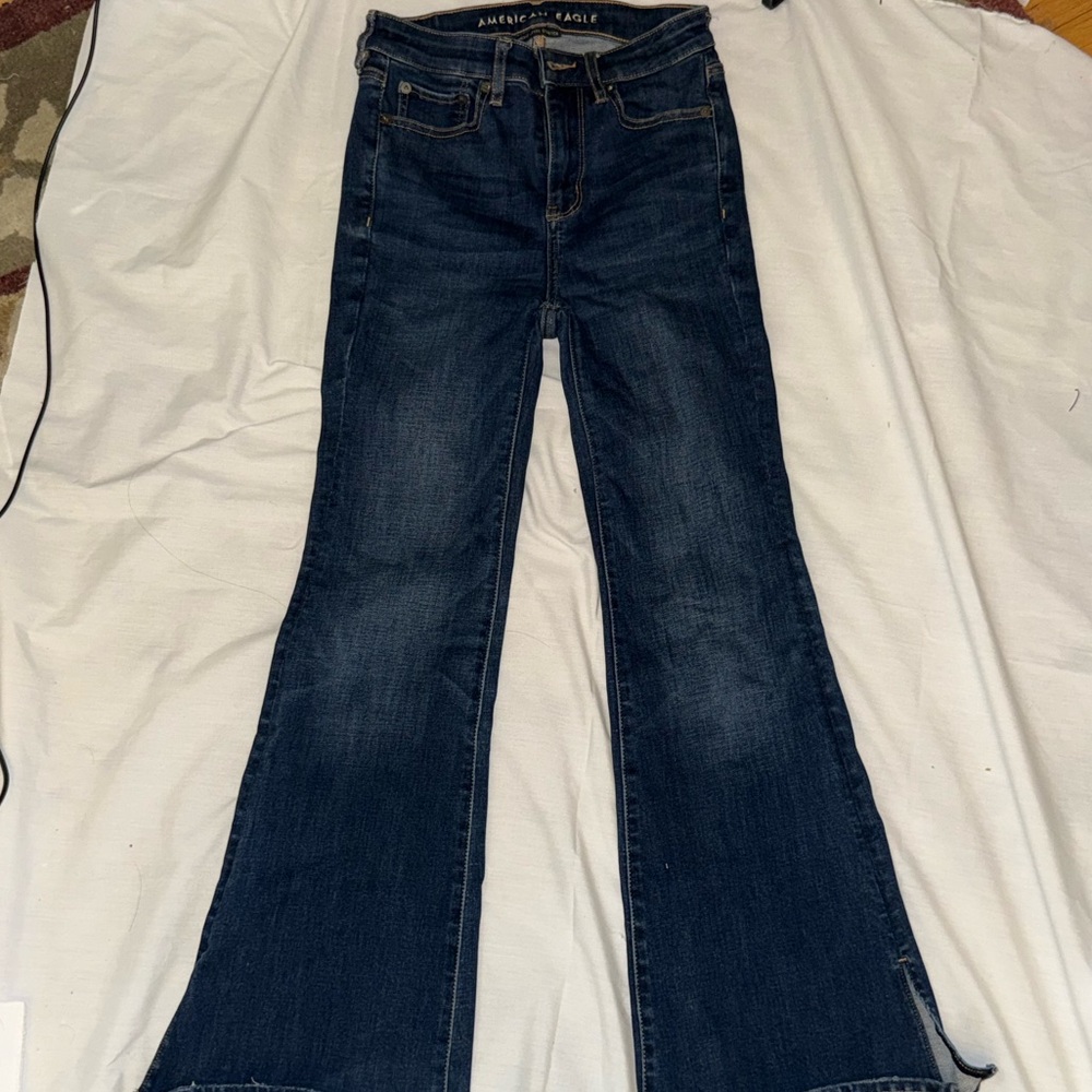 AEO Dark Blue Flare Jeans Short